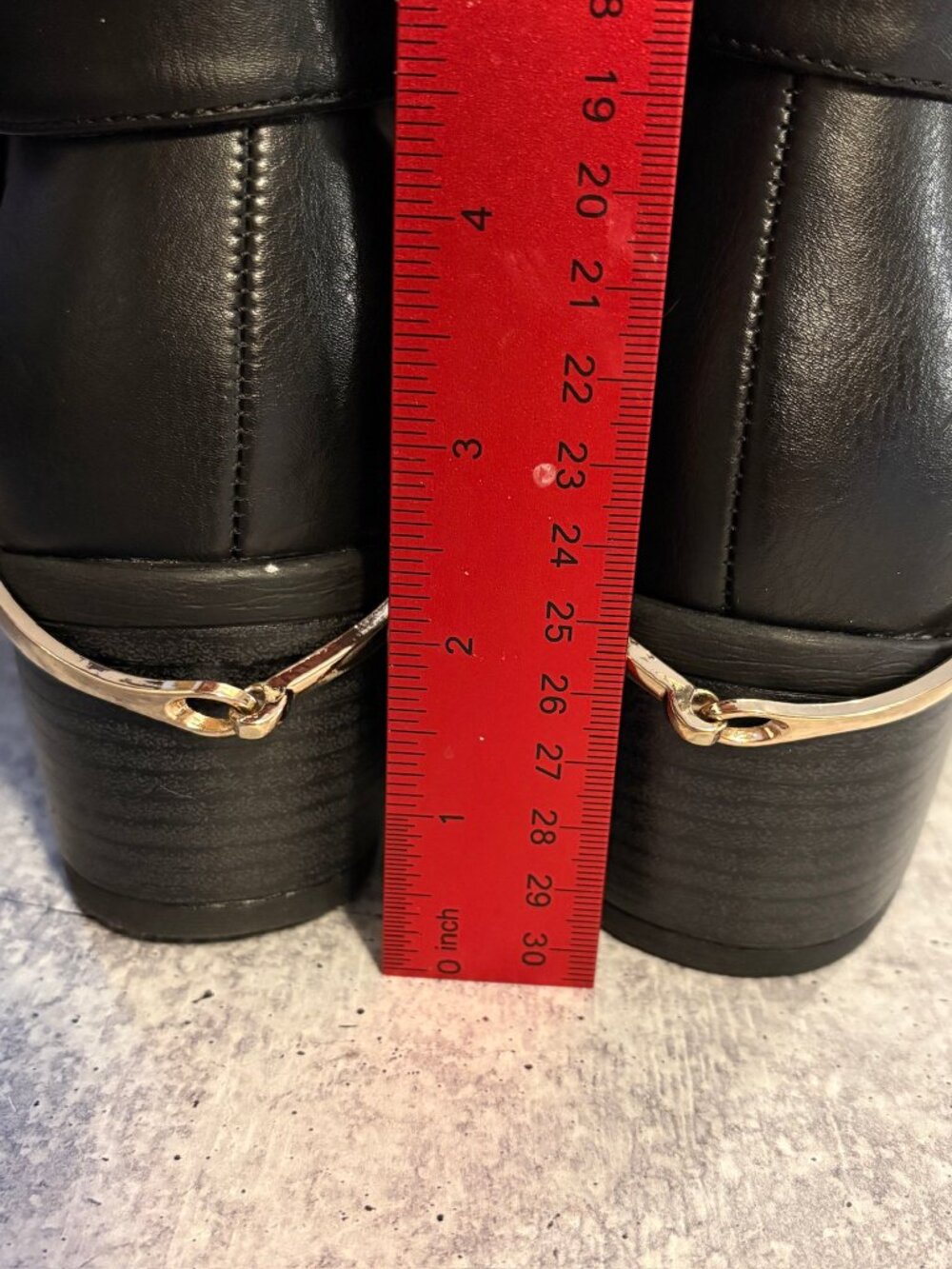 Women's Black Knee-High Buckle Boots - Picture 3 of 8